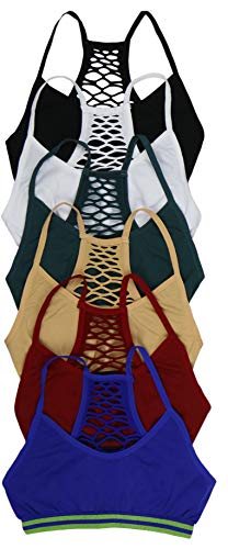 ToBeInStyle Girl's Pack of 6 Seamless Mesh Back Bra and Boyshorts