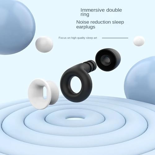 Image of AUGEN Ear Plugs for Sleeping, Noise Canceling, Reusable Silicone Earplugs for Hearing Protection, Waterproof EarPlugs Suitable for Swimming Studying Traveling Concerts Airplanes (Black Red, M8)