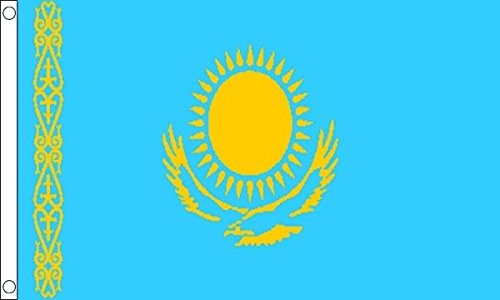 Flagtex Kazakhstan Large Flag 8ft x 5ft Premium Kazakh National Flag Sky Blue Yellow Sun Eagle Fade Resistant Polyester Double Stitched Reinforced 240cm x 150cm Outdoor Banner Display