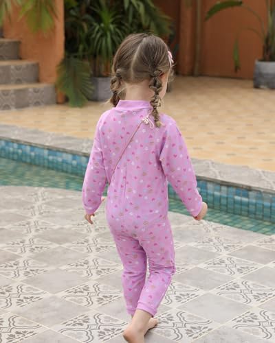 Image of weVSwe Baby Girl Toddler UPF 50+ Rash Guard Swimsuit Sun Protection Beachwear Zipper Bathing Suit 0-3 Years