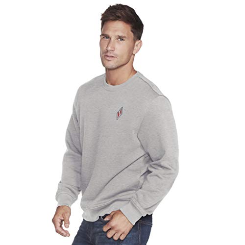 Skechers Men's Skech-Sweats Diamond Logo Crewneck Sweatshirt, Heather Gray, L