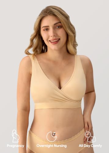 Image of HBselect Nursing Bras for Breastfeeding, Maternity Nursing Sleep Bra Wireless Pregnancy Sleep Bralette 3 /5 Pack