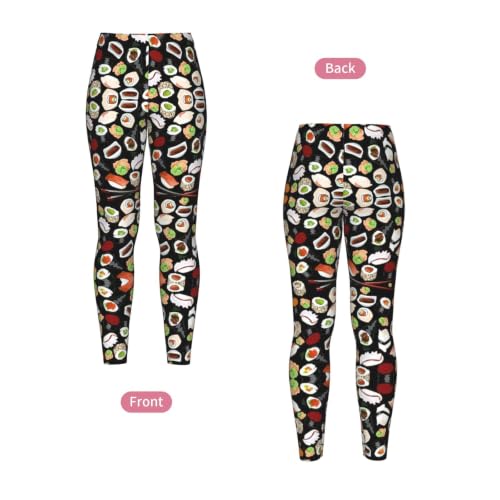 Leggings de compresión para mujer que moldean la figura con diseño de sushi 4