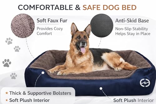 Image of SITSNOOZE Premium Orthopedic Dog Bed XL for Large Dogs 20 to 30 kg Washable Reversible Cushion Sofa for Boxer, Rottweiler and Doberman Breeds (Brown and Blue, XL)