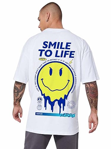 Veirdo Oversize, Loose Fit, Drop Shoulder, Baggy Fit, Round Neck Skellaton Printed T-Shirt for Men/Boys