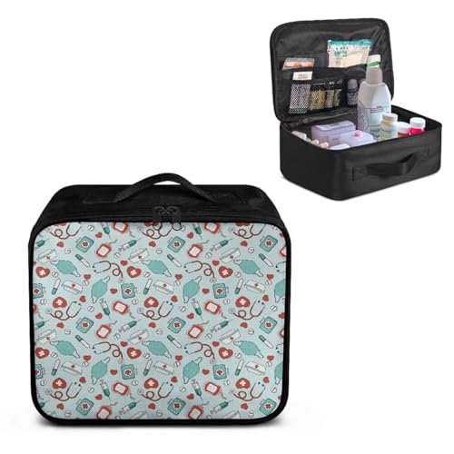 Image of Gomyblomy Family First Aid Bag Empty Portable Emergency Tramua Kit with Multiple Pockets Lightweight Medical Organizer First Aid Box for Home Cars Camping Travel Medicine Bag
