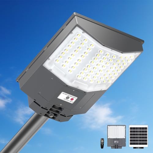 Image of 7500W Solar Street Lights Outdoor, 450000LM 7000K Solar Parking Lot Lights Dusk to Dawn 30000mAh IP67 Waterproof Pole Security Flood Lamps with Motion Sensor and Remote for Yard, Garage, Driveway