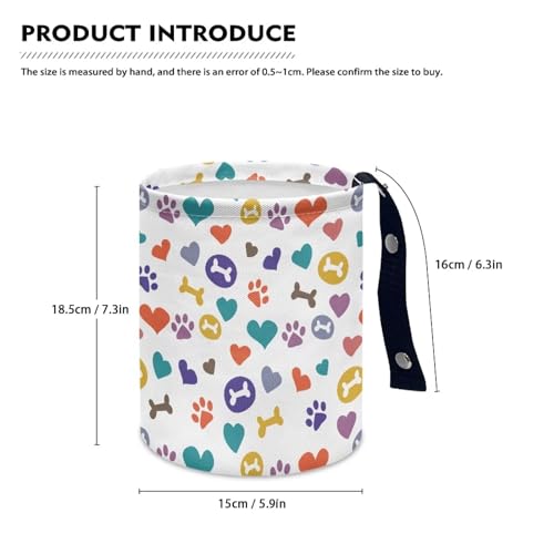 Image of Printing Bone Colorful Love Dog Paw Car Trash Can Reusable Foldable Hanging Portable Dustbin Bin Waste Basket Car Accessories Interior for Car SUV Trucks Universal