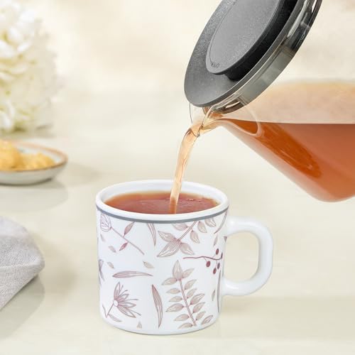 Image of Larah by BOROSIL 180ml x 6pc Opalware Grandeur Tea /Coffee Mug Set, Microwave & Dishwasher Safe Embossed Design Crockery Set Ideal for Daily Use & Gifting