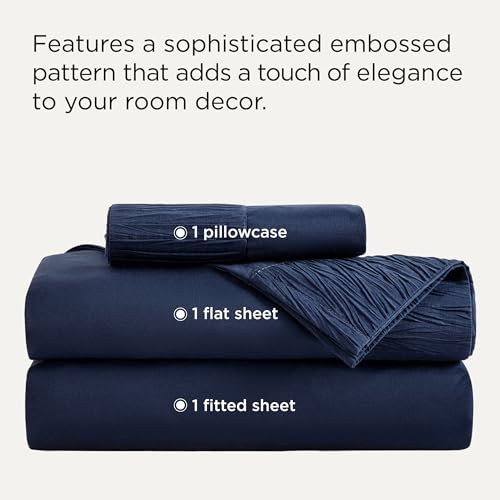 Image of Bedsure Twin XL Sheets Dorm Bedding - 3 Pieces Soft Extra Long Twin Sheets, Breathable & Cooling Bed Sheets Set, Oeko Tex, Easy Care Microfiber for Women, Men, Navy
