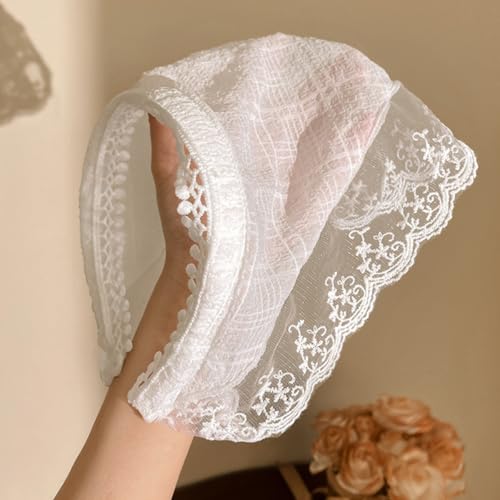 Image of White Lace Headband for Women, Stylish Hair Bandana | Delicate white lace headband adds a soft decorative touch for garden parties, birthdays, photos, festivals and daily styling