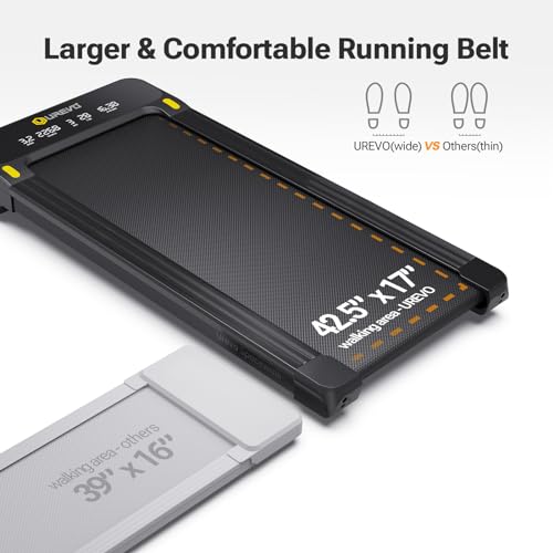 UREVO Walking Pad with Auto Incline, 9% Incline Under Desk Treadmill for Home/Office, 3-Slope Treadmill with Incline and Large LED Display