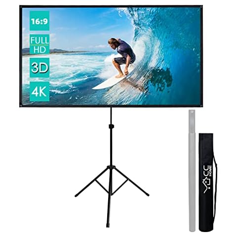 CCLIFE Klappbar Beamer Leinwand mit Stativ Inklusiv Montagematerial 80/90 / 100 Zoll Projektionsleinwand Rolloleinwand heimkino Mobile Cover