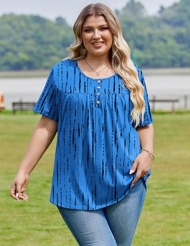 Image of IN'VOLAND Plus Size Tops for Women Short Sleeve Shirts Dressy Casual Tunics