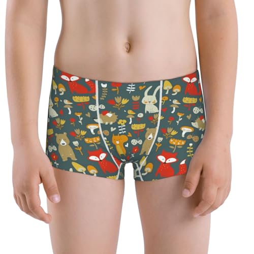Boys' Cotton Boxer Brief Soft Underwear-Cute Animal Forest