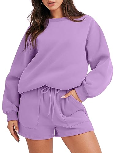 ANRABESS Women 2 Piece Sweat Shorts Set