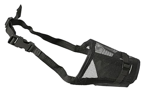 Dingo Weiches Nylon Maulkorb mit atmungsaktivem Netz für kleine Rassen, Welpen, Jack Russel Terier Dackel Verstellbarer Halsgurt, Schwarz 16773-2