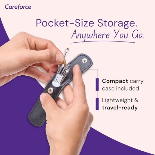 Image of Careforce Ear Wax Cleaner - Resuable Ear Cleaner Tool Set with Storage Pack - Ear Wax Remover Tool Kit with Ear Curette Cleaner and Spring Ear Buds Cleaner 6 Pcs Set Silver