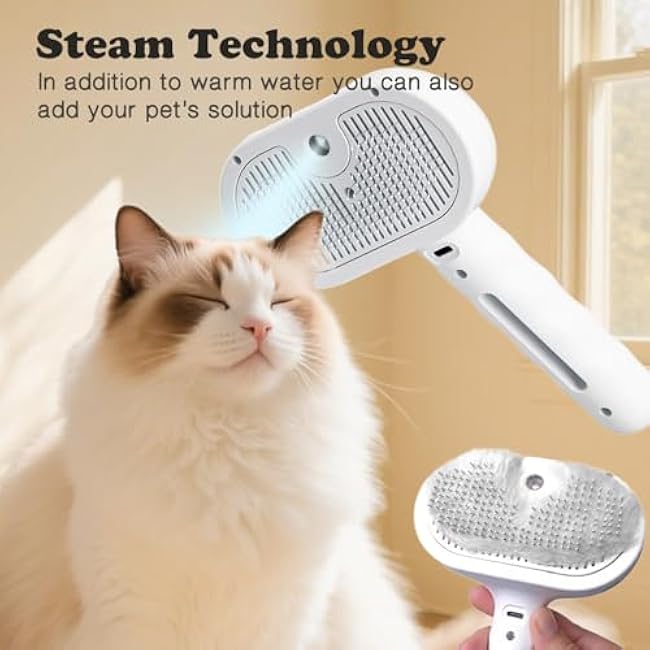 Upgraded rechargeable silicone pet hair removal tool, 3-in-1 automatic cleaning steam brush, suitable for grooming, hair removal, and massage, suitable for cats and dogs.-qbjRVmTe