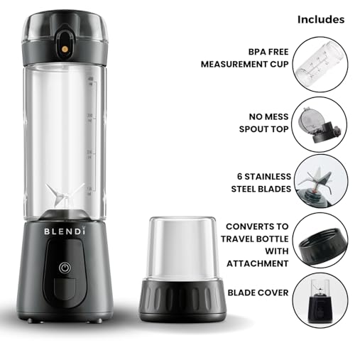 BLENDi Pro+ Portable Blender (17.5oz, Black) – Upgraded Ice Crushing 120W Motor, USB-C Rechargeable, Cordless Personal Blender Smoothies & Shakes – BPA-Free, ravel-Friendly (NEW) by BLENDI - Used condition - Image 2