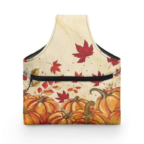 Image of KUIFORTI Maple Leaf Yarn Bag Crochet Tote Bag Pumpkin Yarn Storage Organizer Travel Wrist Tote Comfortable for Crocheting Lightweight for Knitting Accessories Fall Gifts