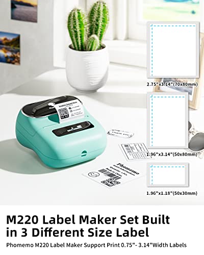 Image of Phomemo Label Maker, M220 Thermal Label Printer | Bluetooth 3 Inch Barcode Printer, Great for Home, School & Office, Compatible with Phone, PC, With 3 Label