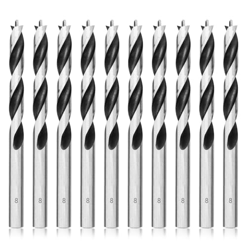 Image of Meccion Wood Drill Bits 8mm 10Pcs Brad Point Auger Drill Bit Professional Woodworking Lip and Spur Drill Bit for Wood