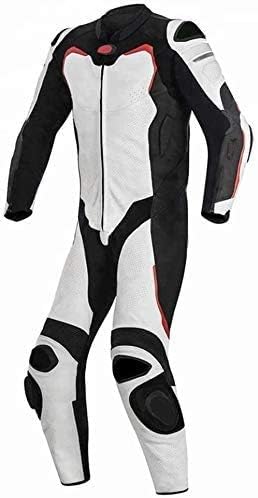 MATAGEAR Motorcycle White and Black One Piece Leather Racing 364 Suit CE Approved Protection (L)