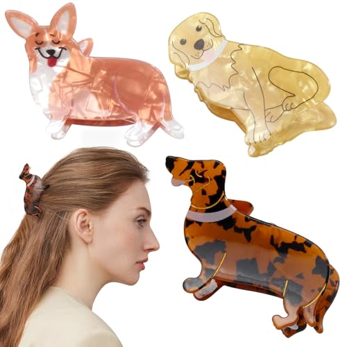 Bgffuy Dog Claw Clips 3 Pack Cute Fun Hair Clips for Women Girls