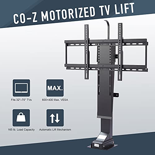 Co-Z Motorized Tv Lift For 32" To 70" Tvs Up To 600X400 Vesa, Height Adjustable Tv Stand And Wall Mount With Remote Control And Memory Setting, Automatic Lift Tv Bracket For Home Office #TOP1