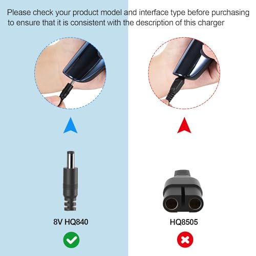 Image of (SAK00106) Hi-Lite Essentials 8V 100mA Quick Charger for Philips Norelco HQ840 Multigroom Series MG3750 MG3750 /50 MG3750 /10 MG3750 /60 MG3760 MG3760 /50 Trimmer Adapter Power Supply Cord for Philips