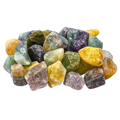Image of Amazing Gemstone Fluorite Raw Crystals and Healing Stones, Natural Rocks for Tumbling - DIY Raw Stones and Crystals, 2 Pieces