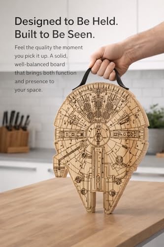 Tabla de cortar de madera con diseño Millenium Falcon miniatura 7