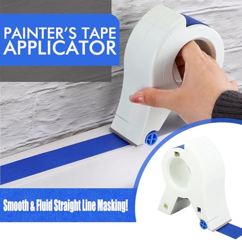 Image of Masking Paint Tape Applicator with 5 Rolls Blue Masking Tape, 3-Wheel Design Cutting Tape Dispenser Tool for Precise Edges on Walls Trim and Door Frames