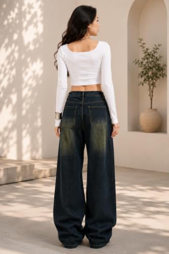Image of ODDMONEKY Baggy Jeans for Women || Korean Jeans for Women || Wide Leg Korean High Waist Baggy Denim Pants (Wjeans-7)