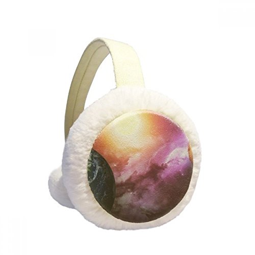 Orejeras de invierno plegables con diseño de Tierra y planeta rojo en suave felpa