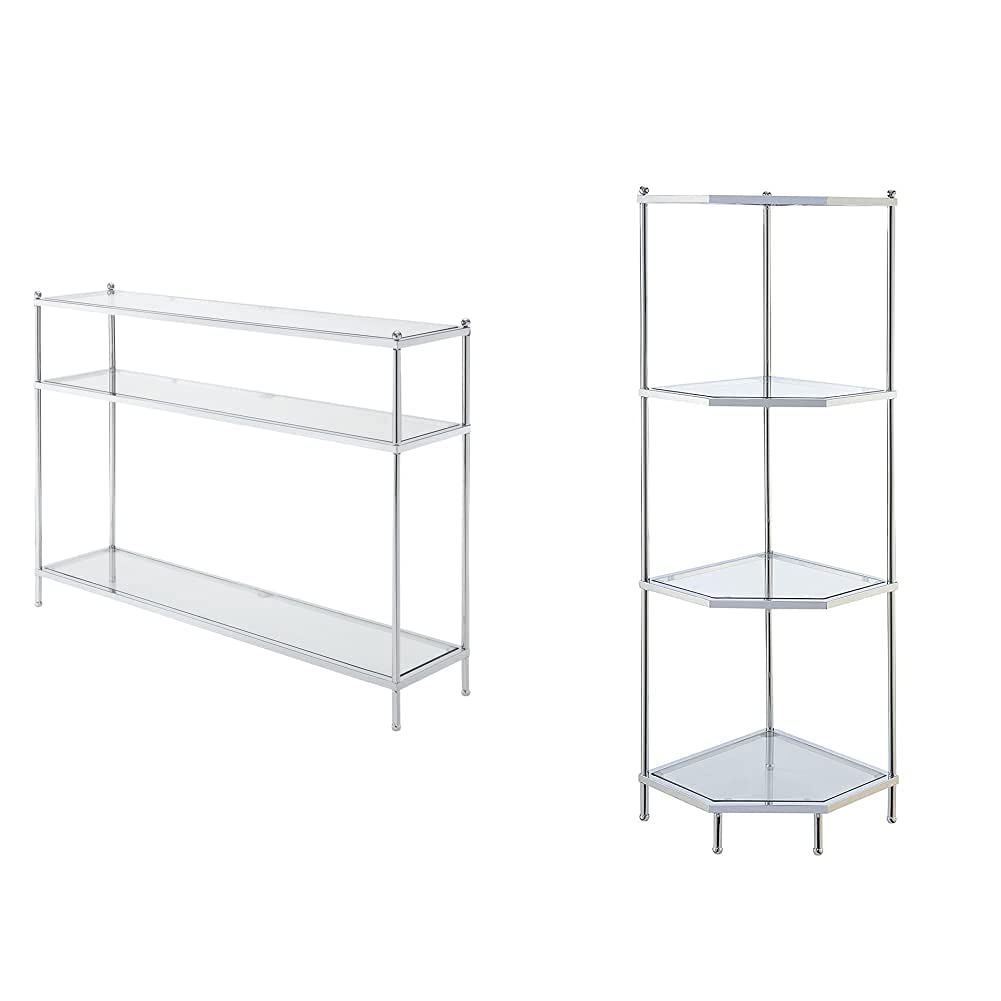 Convenience Concepts Royal Crest Console Table, Chrome/Glass & Royal