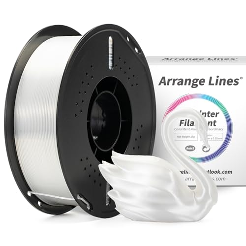3D Printer Filament, PLA Filament High-Gloss Silk Pearl White, 1.75mm 3D Priting Filament Smooth, Odorless, Premium Vacuum Sealed, Perfect Printing for Crafts & DIY, Ideal for Home & Office, 1kg Spool