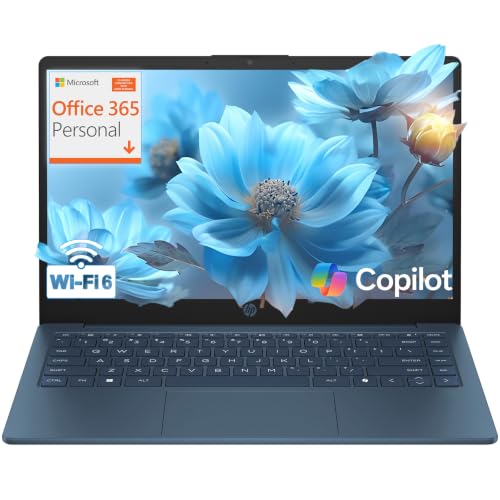 Image of HP Ultra Light Laptop for Students, 2026 Edition AI PC, 1 Year Office 365, Intel Processor, 4GB RAM, 128GB UFS, Long Battery Life, Webcam, WiFi 6, Windows 11 Home S, River Blue