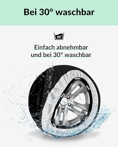 OWEN Schneeketten Textil XS-XXL | EN 16662-1 zertifiziert | EU-zugelassen | Felgenschonend | 3D-Gewebe | Geeignet für ABS/ESP | 2er Set Schneesocken (XL)