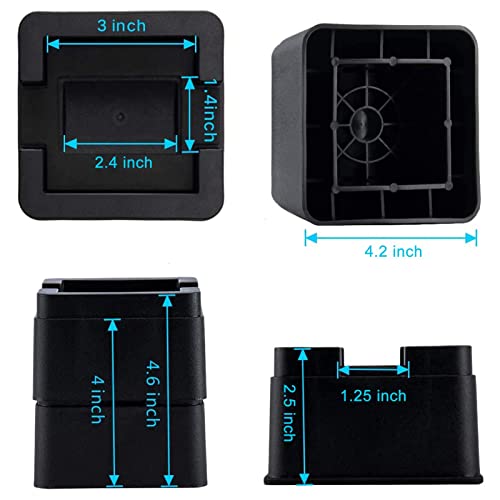 Btsd-Home 2 Inch Heavy Duty Bed Risers 4 Inch Adjustable Bed Lifts Fits To All Wheels Of Furniture, Sofa And Table, Couch Bed Frame Riser 4 Pack #TOP3
