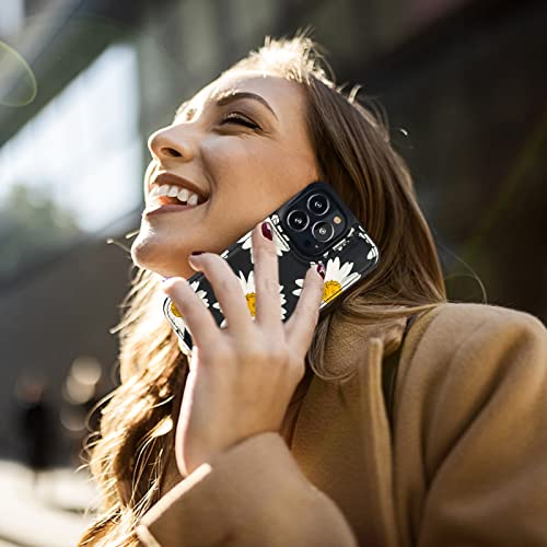 Image of HAOPINSH for iPhone 13 Pro Case Wallet with Card Holder, Daisy Florals Pattern Back Flip Folio PU Leather Kickstand Card Slots Case for Women Girls, Double Magnetic Clasp Shockproof Cover 6.1 inch