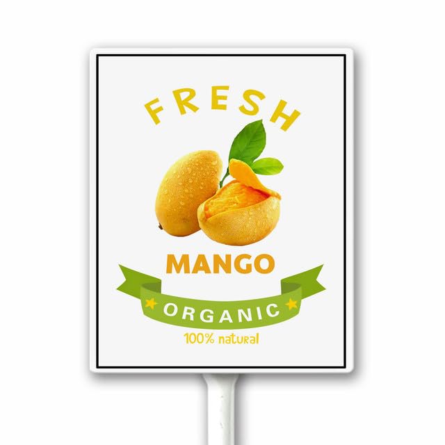 Fresh Fruit Signs Mango Organic Fruits Nursery Garden Label Sign With Stakes Plant Markers For Outdoor Waterproof Rust-free 18X22 CM