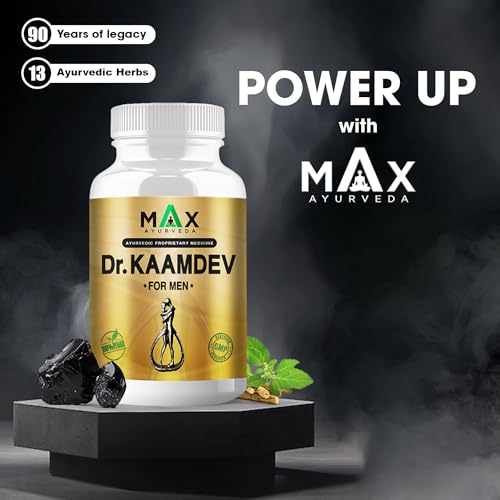 Image of Max Ayurveda Dr. Kaamdev Capsules for Men (30 Capsules) - 100% Vegan and GMP Certified | Stamina, Power and Energy Booster