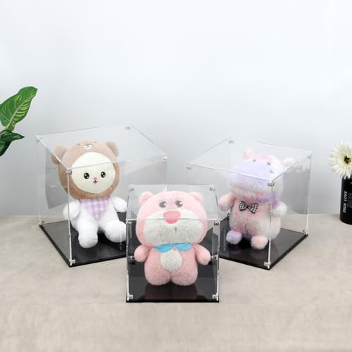Image of 10x10x10Inch Self-Assembly Acrylic Clear Display Case | Acrylic Display Box Cube Collectibles Show Box, Removable Countertop Box for Collectible Helmet Basketball Home Organization