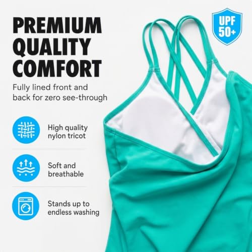 Image of Kanu Surf Girls' Reese UPF 50 Beach Sport Criss-Cross One Piece Swimsuit