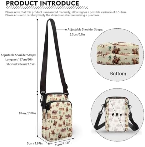 Unisex Horse Cactus Brown Messenger Bags for Women Men Small Crossbody Storage Bag 2 Layer Zipper Cross Body Sling Bags Key Credit Card Wallet Camera Handbag Waist Fanny Pack Purse Bag — 사진 6