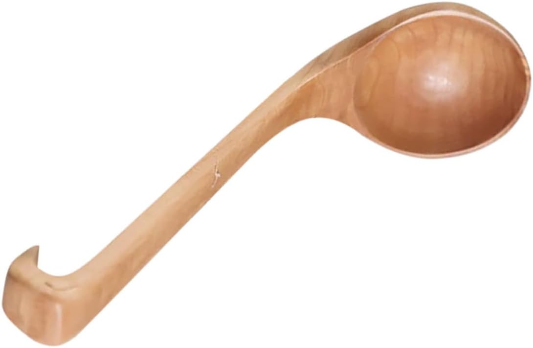 Soup Ladle Serving Spoon with Long Handle, Japanese Wooden Large Bowl