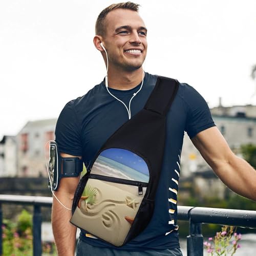 Morrales Sling Bag Starfish con Palmeras para Senderismo miniatura 3