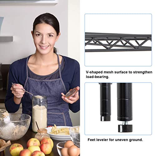 Image of BestOffice | 6-Tier Wire Shelf | 42 inch x 16 inch x 72 inch | Black | Storage Shelves with Adjustable Racks, Holds upto 1500 lbs | Rust-Resistant, No-Tool Assembly | For Home, Garage